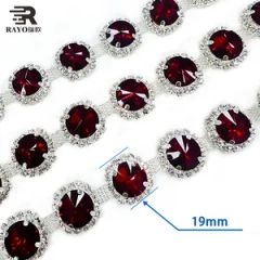 Extremely Brilliant Red Rhinestone Chain Round Shape for DIY Crafts Diamond Around Shiny Stone Wedding Party Decoration - Image 5
