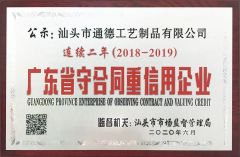 Strictly Contract and Credit Enterprises certificate from Shantou Tongde Craft Products Co., Ltd.