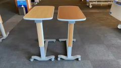 Hospital Bedside Dining Table with Casters Adjustable Height Wooden Overbed Table Price - Image 3