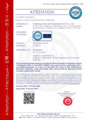 CE certificate from ZHEJIANG KURTIN NEW MATERIAL TECH. CO., LTD.