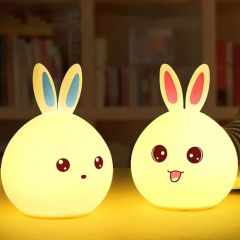 Silicone LED Cute Rabbit Night Light, Touch Desk Lamp - Image 1