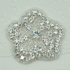 Fashion Iron on Flower Crystal Rhinestone Appliques Wedding Accessories - Image 1