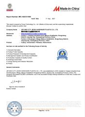 bureau veritas certification certificate from JIEYANG CITY JIESHI HARDWARE PLASTIC CO., LTD.