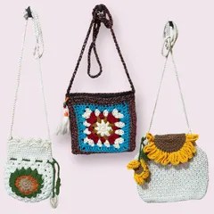 Crochet bag, Bag for Woman, Sling bag, Tote bag Color Mixed Size Mixed size and Mixed - Image 1