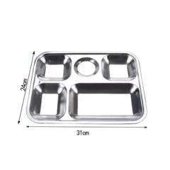 Durable Stainless Steel Divided Serving Tray with Powder Coated Options - Image 1