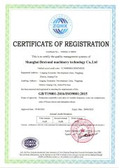 ISO Certificate certificate from Shanghai Bestrand Machinery Technology Co., Ltd.