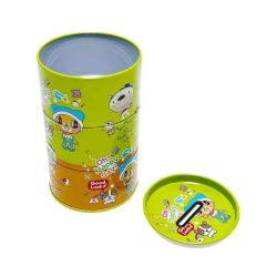 Factory Custom Tinplate Piggy Bank Jelly Candy Packaging Cylindrical Shape Metal Money Box Blank Tin Can Coin Bank for Child - Image 5