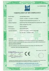 CE certificate of Shanghai Haochao Machinery & Equipment Co., Ltd. – certificate photo, supplier certificates section