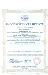 HACCP certificate from Nutrifirst Biotech Inc.