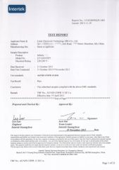 Intertek certificated 02 certificate from Hongkong Lindy Industries Company Limited
