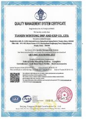 QUALITY MANAGMENT SYSYTEM CERTIFICATE ISO9001:2015 certificate from TIANJIN WINTONG METAL PROCESSING CO., LTD.