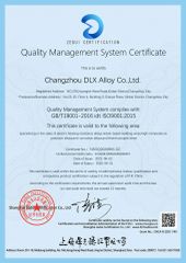 IS9001 certificate from Changzhou Dlx Alloy Co., Ltd.