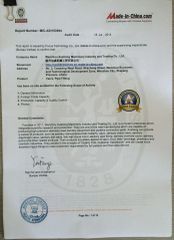 Audited Supplier certificate from Wenzhou Xusheng Machinery Industry and Trading Co., Ltd.