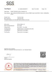 Aluminum  Lead-free RoHS test report certificate from Finest Printed Circuit Board Ltd.