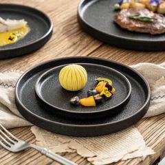 Nordic Ceramic Stackable Tableware Western Food Plate Bowl Black Dinnerware for Restaurant - Image 2