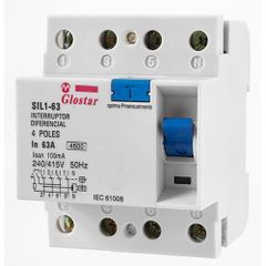 Glostar 63A 30 MA RCCB Brand Glostar Frequency 50 Hz Senstivity 100mA Voltage 220-230V Number Of Poles 4 Rated Current - Image 1