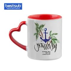 Js Coatings Sublimation Mugs 11oz Inner Rim Color Mug with Heart Handle (Red) - Image 2