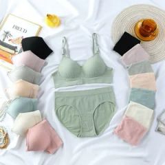Factory Direct Seamless Bra Gather Fixed Cup No Steel Ring Student Girl Underwear Women's Bra and Panty Set Female - JIANGXI EDMOND FASHION CO., LTD.