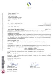 Fabric Test certificate from Dongguan City Meizi Sports Products Co., Ltd.