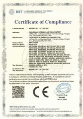 CE for Wall Light certificate from ZHONGSHAN AOSIMAN LIGHTING CO., LIMITED