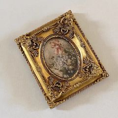 Vintage Carved Gold Resin Frames - Floral Oval Picture Frame with Display Stand - Image 1