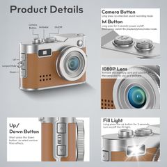 Mini Digital Camera Weight 18g Photo Filters 5 Type mini camera Digital Zoom None Weight (kg) 0.018 Battery Life 75mins Charging Port Usb-c - Image 3