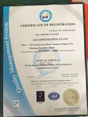 ISO certificate from Ningbo Salvador Piping System Co., Ltd.
