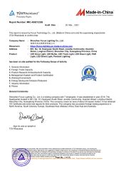 Factory Audited By TUV certificate from Shenzhen Focus Lighting Co., Ltd.