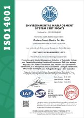 ISO 14001 certificate from Farady Electric Co., Ltd.