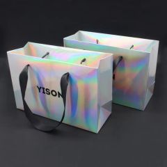 Custom Shopping Holographic Paper Bags Packaging for Gift - Image 5