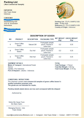 Shipping Documents & Legalities (Invoice, Packing List & Bill of Lading) certificate from Indo Tropis Global