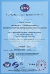 ISO9001 certificate from Zoom Solar Photovoltaic Technology Group Co., Ltd.