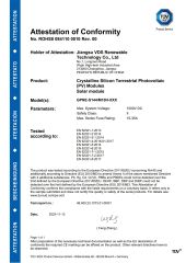 TUV certificate from Jiangsu VDS Renewable Technology Co., Ltd.