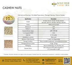 Cashew Nuts Max. Moisture (%) ≤5% Packaging Flexible (as required) Storage Type Temp controlled warehouses, moisture-free - Image 2