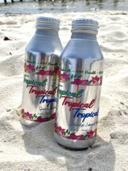 Tropical Bottled Water in sustainable and reusable aluminum cans - MSPFLA