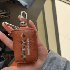 Genuine Leather Keyring Zipper Car Key Holder with Keychain - Image 1