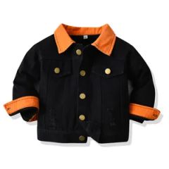 Customize Black Denim Coat Unisex Kids Spring Autumn 90-140 Midweight 15D Washed - Anhui Hualongteng Clothing Co., Ltd.