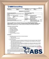 ABS (American Bureau of Shipping) certificate from Qingdao Jerryborg Marine Machinery Co., Ltd
