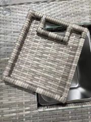 Outdoor Garden Wicker Rattan Square Coffee Table with Built-in Ice Bucket - Image 5