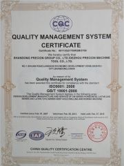 ISO9001 certificate certificate from DEZHOU PRECION MACHINE TOOL CO., LTD.