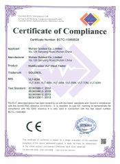 VLF CE certificate certificate from GOLDSOL(WUHAN)HIPOT TEST EQUIPMENT FACTORY