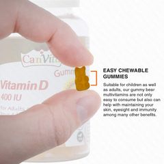 Canvita Vitamin D Halal & Vegan Gummy (400IU), Made in Canada, sugar free, 60/bottle - Image 6
