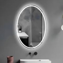 LED Round Rectangular Square Mirror 60-100cm 400K Fogless Waterproof Metal Frame Silver 1Y CE IP44 - Image 3
