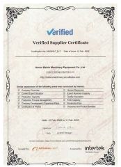 Certificate certificate from Henan Baixin Machinery Equipment Co., Ltd.