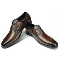 Leather Derby Shoes for Men Dress Wear Workplace Office Pigskin Lining Comfortable - Image 3