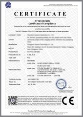 CE-LVD1 certificate from Jiangmen Xinghong Lighting Co., Ltd.