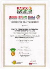 Indonesia Livestock show 2017 certificate from Liyang Weikeer Feed Machinery Manufacturing Co., Ltd.