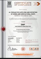 GMP certificate from El-Forsan Co., Egypt