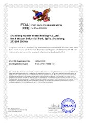 FDA certificate from SHANDONG BOULIGA BIOTECHNOLOGY CO., LTD.