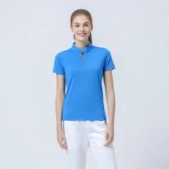 Half Zipper Stand Collar Sports Running Track and Field Single Polo Top - Image 2